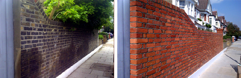Outside wall repointed and bricks tinted