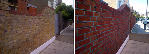 outside wall repointed and bricks tinted